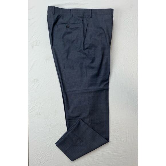 Canali Italy Flat Front 100% Wool Dress Pants, Slacks. Heather Gray/Blue, 38X31. - Picture 2 of 9